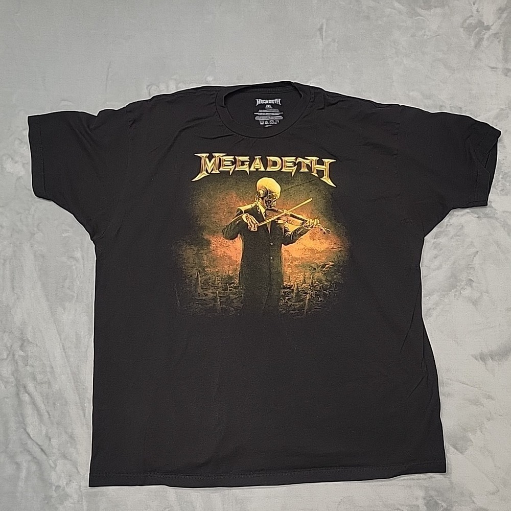 Megadeth Shirt Mens XXL Black Vic Rattlehead Violin Graphic Tee Heavy Metal Rock